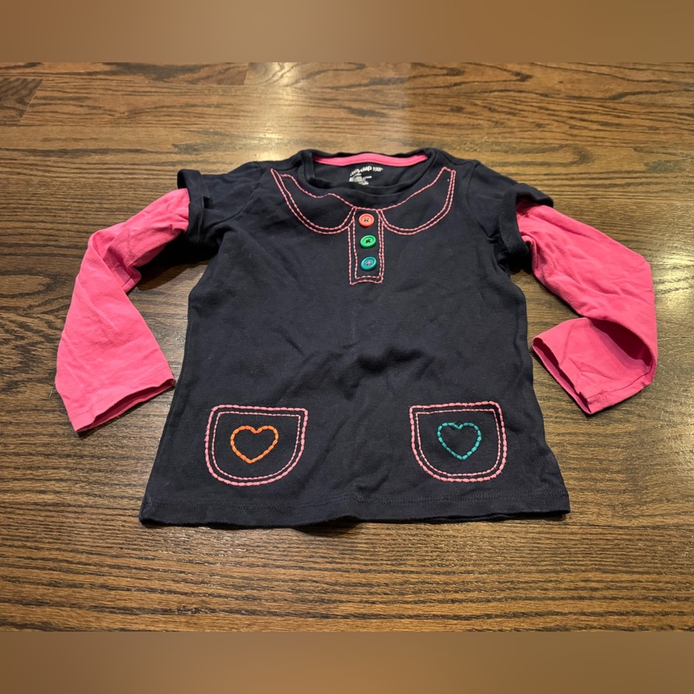 GAP Kids Navy and Pink Long Sleeve Tee